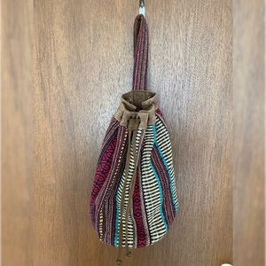 Colorful Boho One-Strap Crossbody Drawstring Bag